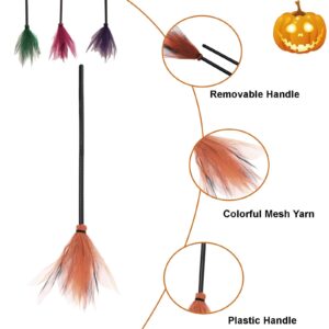 Ragyzity Halloween Witch Broom Plastic Witch Broomstick with Detachable Handle, Halloween Cosplay Costume Props, Halloween Broomstick Witch Costume Accessories, Witch Flying Broomstick (Purple)