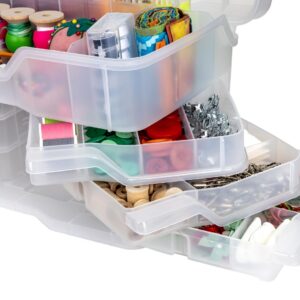 ArtBin Clear Plastic Organizer Small Parts Organizer - for DIY Arts & Crafts Storage Boxes & Organizers, Sewing Storage - Storage Box with Compartments, Project Box - Large (6 Pivot Trays) 6963PB