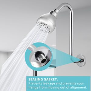 Nuodan Shower Head Extension Arm with Flange, S Shaped High Rise Gooseneck Showerhead Riser Pipe, Standard 1/2" Connection - Bathroom Accessory (12 Inch, Chrome)