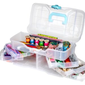 ArtBin Clear Plastic Organizer Small Parts Organizer - for DIY Arts & Crafts Storage Boxes & Organizers, Sewing Storage - Storage Box with Compartments, Project Box - Large (6 Pivot Trays) 6963PB