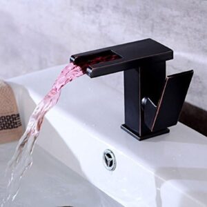 Kitchen & Bath Fixtures Taps Faucet,Black Ancient Basin Faucet Bathroom Waterfall Faucet Wash Basin Led Temperature Control Faucet Under Counter Basin Faucet Mixer Tap Faucet