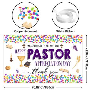 Wollmix Pastor Appreciation Day Banner Decorations Gifts for Men Thank You for All You Do We Appreciate You Sign Backdrops Wall Party Decor Supplies Photography Background Photo Booth 70.8x43.3inch