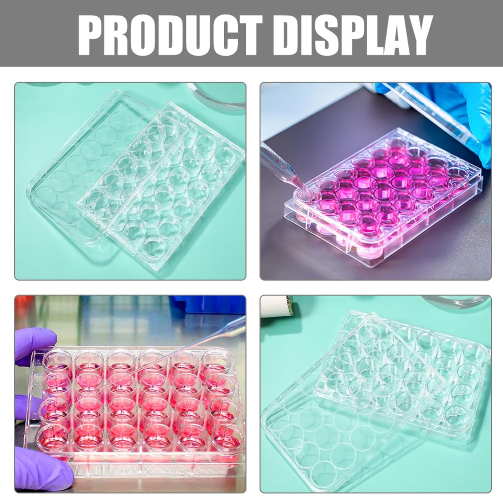 JECOMPRIS 2pcs 24 Well Cell Culture Plate Cultivation Plates Laboratory Reaction Tray for Laboratory