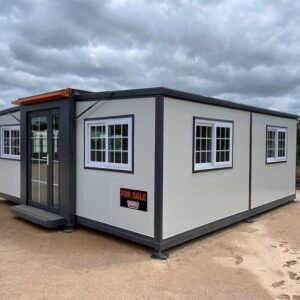 Large Portable House With Windows and Doors, L19ft x W20ft Prefabricated Home With Steel Frame: 2 Bedrooms, 1 Kitchen With Cabinets and Wash Basin, 1 Fully Equipped Washroom, Living Room, Unfurnished.