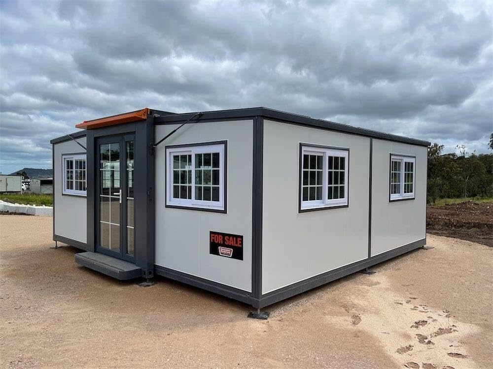 Large Portable House With Windows and Doors, L19ft x W20ft Prefabricated Home With Steel Frame: 2 Bedrooms, 1 Kitchen With Cabinets and Wash Basin, 1 Fully Equipped Washroom, Living Room, Unfurnished.