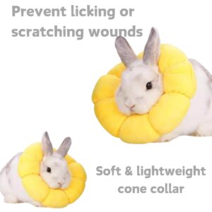 Rabbit Protection Cone Extra Small Soft Elizabethan Collar for Bunny Chinchilla Guinea Pig Small Cat Recovery Collar Kitten E Collar Alternative After Surgery Wound Healing Donut Collar (Yellow, XS)