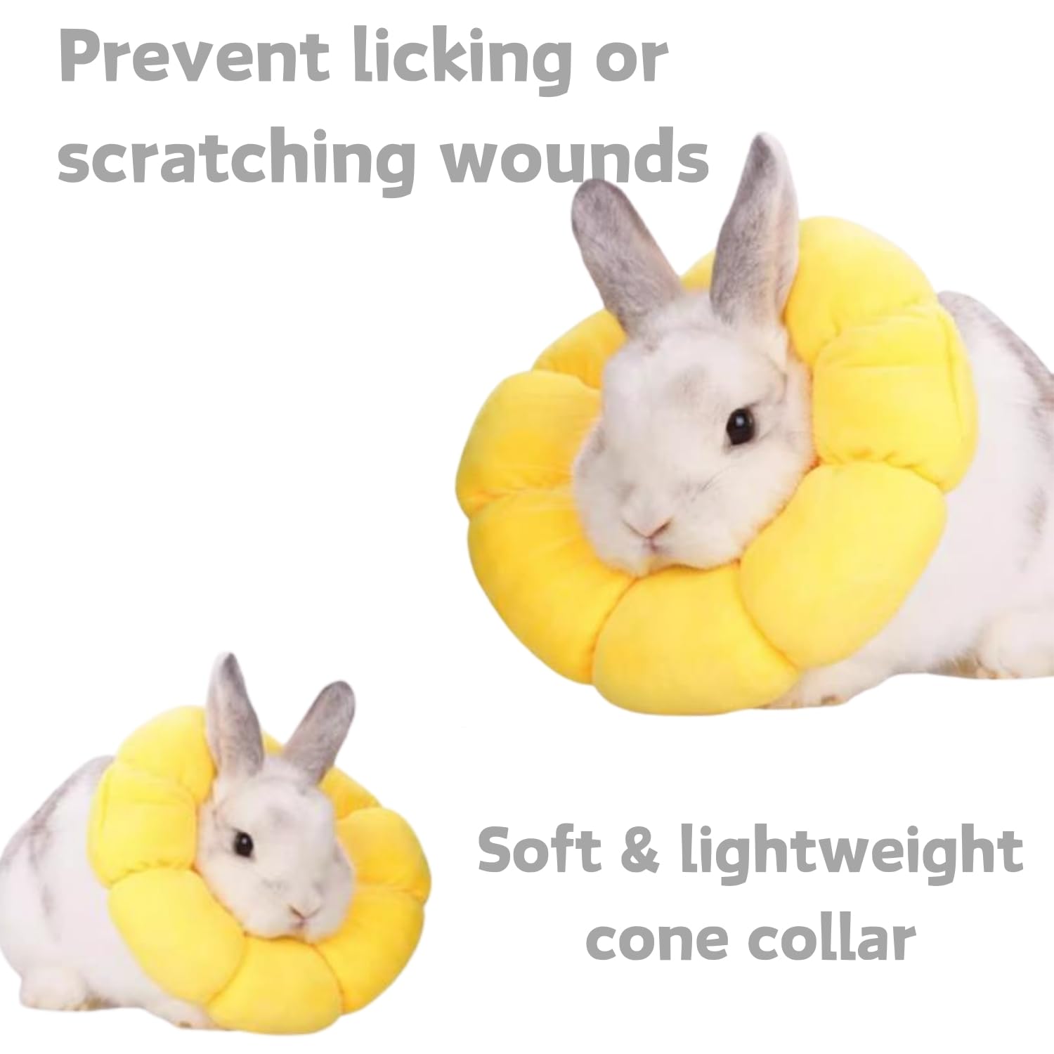 Rabbit Protection Cone Extra Small Soft Elizabethan Collar for Bunny Chinchilla Guinea Pig Small Cat Recovery Collar Kitten E Collar Alternative After Surgery Wound Healing Donut Collar (Yellow, XS)