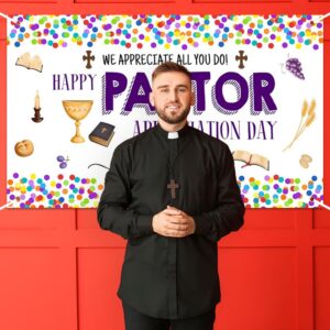 Wollmix Pastor Appreciation Day Banner Decorations Gifts for Men Thank You for All You Do We Appreciate You Sign Backdrops Wall Party Decor Supplies Photography Background Photo Booth 70.8x43.3inch