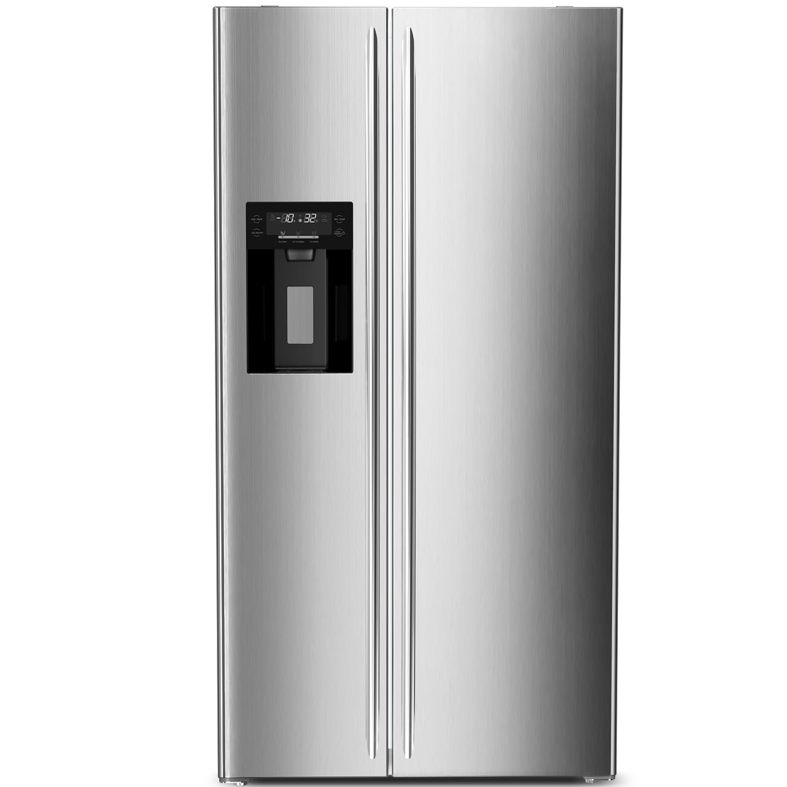 LHRIVER 20 Cu.Ft Side by Side Refrigerator with Ice Maker, Frost-free French Door Kitchen Refrigerator,Full Size Freestanding Fridge & Freezer for Home/Kitchen/Office (Stainless Steel)