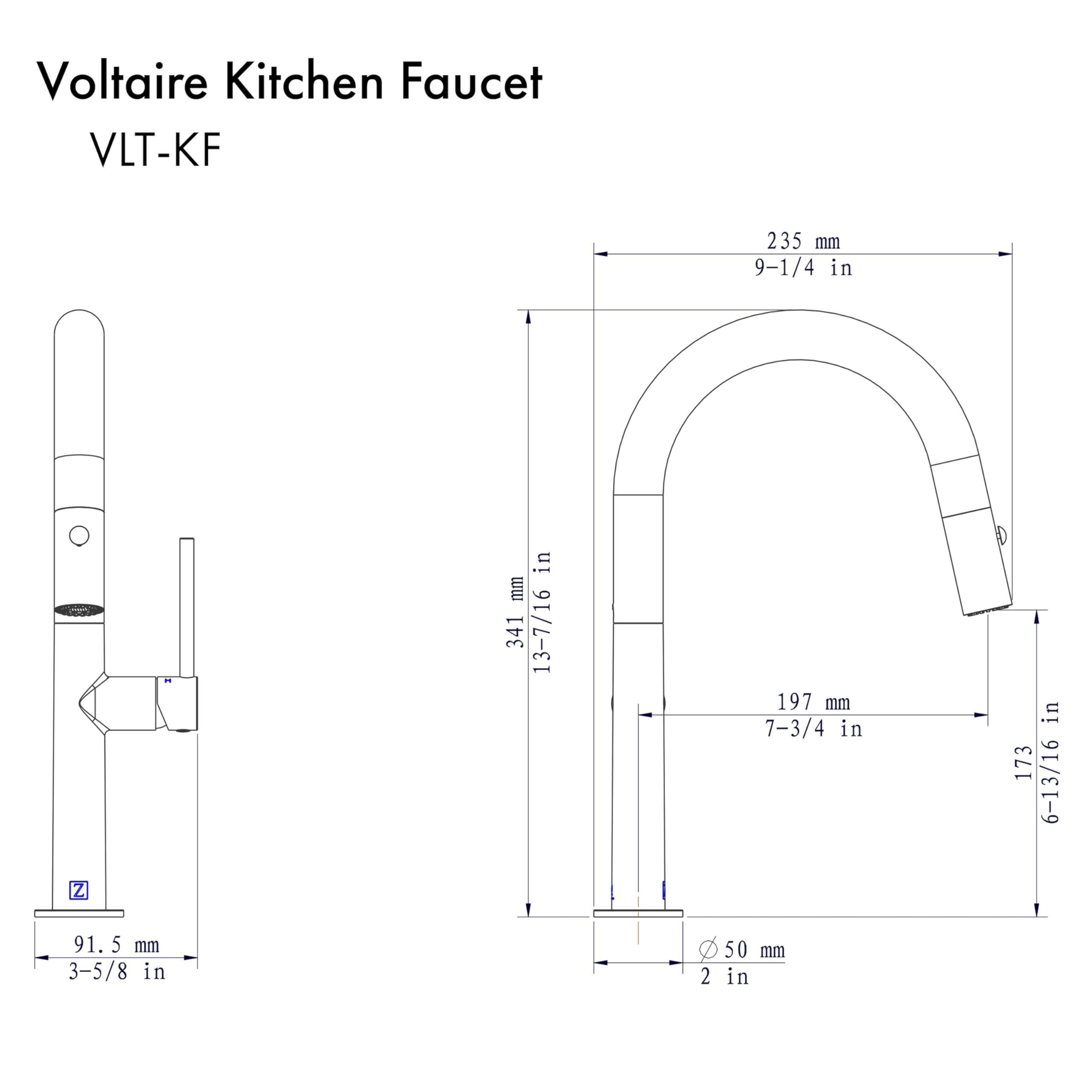 ZLINE Autograph Edition Voltaire Kitchen Faucet in Champagne Bronze (VLT-KF-CB)