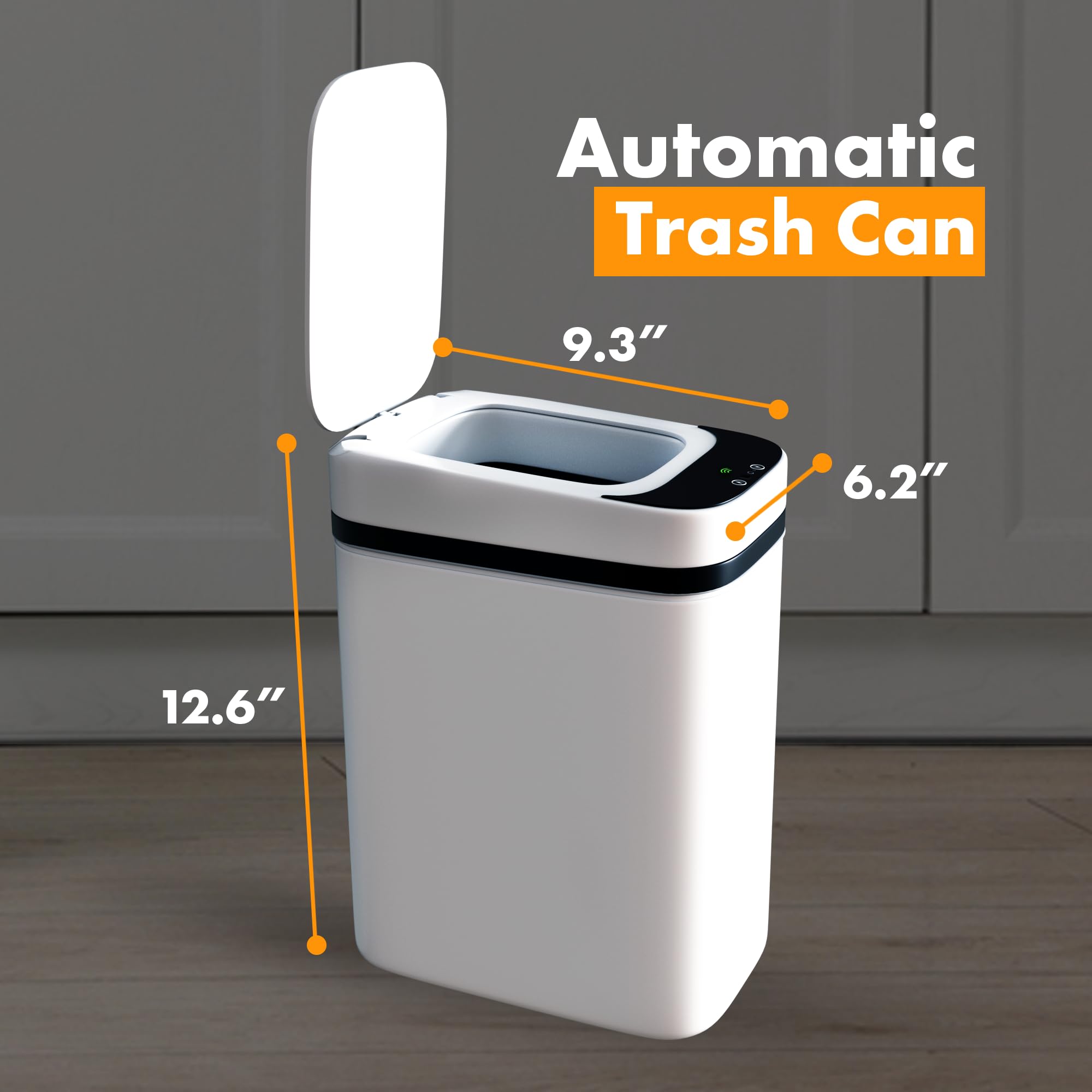 Loasil-H Automatic Trash Can - Smart Trash Can for Bathroom Anti-Bag Slip Lid Motion Sensor Trash Can 3 Gallon Trash Can for Bedroom, Office, Kitchen (White)