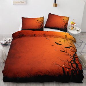 omersa halloween duvet cover king size bedding set 3 pcs, gothic comforter cover & 2 pillowcases soft microfiber patterned bedroom decorations for adults teens