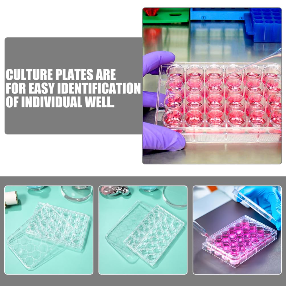 JECOMPRIS 2pcs 24 Well Cell Culture Plate Cultivation Plates Laboratory Reaction Tray for Laboratory