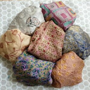 Generic VINTAGEFABULOZ Sari Silk Fabric Lot 15 Pieces Aqua Craft Scrapbook Art Doll Scrapbook and Jewellery Gift Wrap (15pcs_ DULLMUTED)