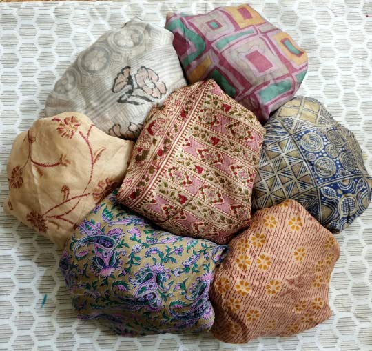 Generic VINTAGEFABULOZ Sari Silk Fabric Lot 15 Pieces Aqua Craft Scrapbook Art Doll Scrapbook and Jewellery Gift Wrap (15pcs_ DULLMUTED)