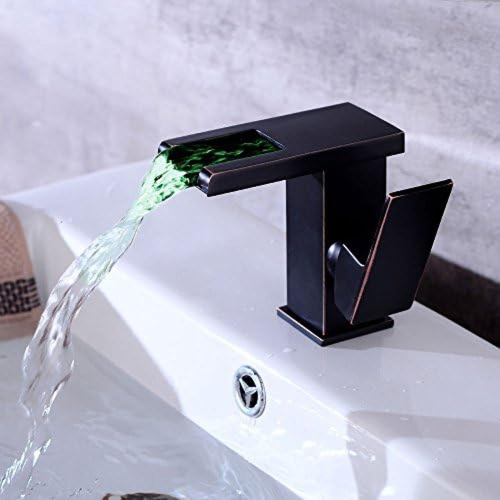 Kitchen & Bath Fixtures Taps Faucet,Black Ancient Basin Faucet Bathroom Waterfall Faucet Wash Basin Led Temperature Control Faucet Under Counter Basin Faucet Mixer Tap Faucet