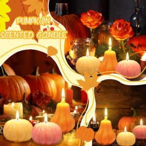 3 Pieces Fall Decorations for Home Fun Pumpkin Scented Candle Handmade Wax Fall Pumpkin Candles Decor for Autumn Harvest Halloween Party Favor Supplies