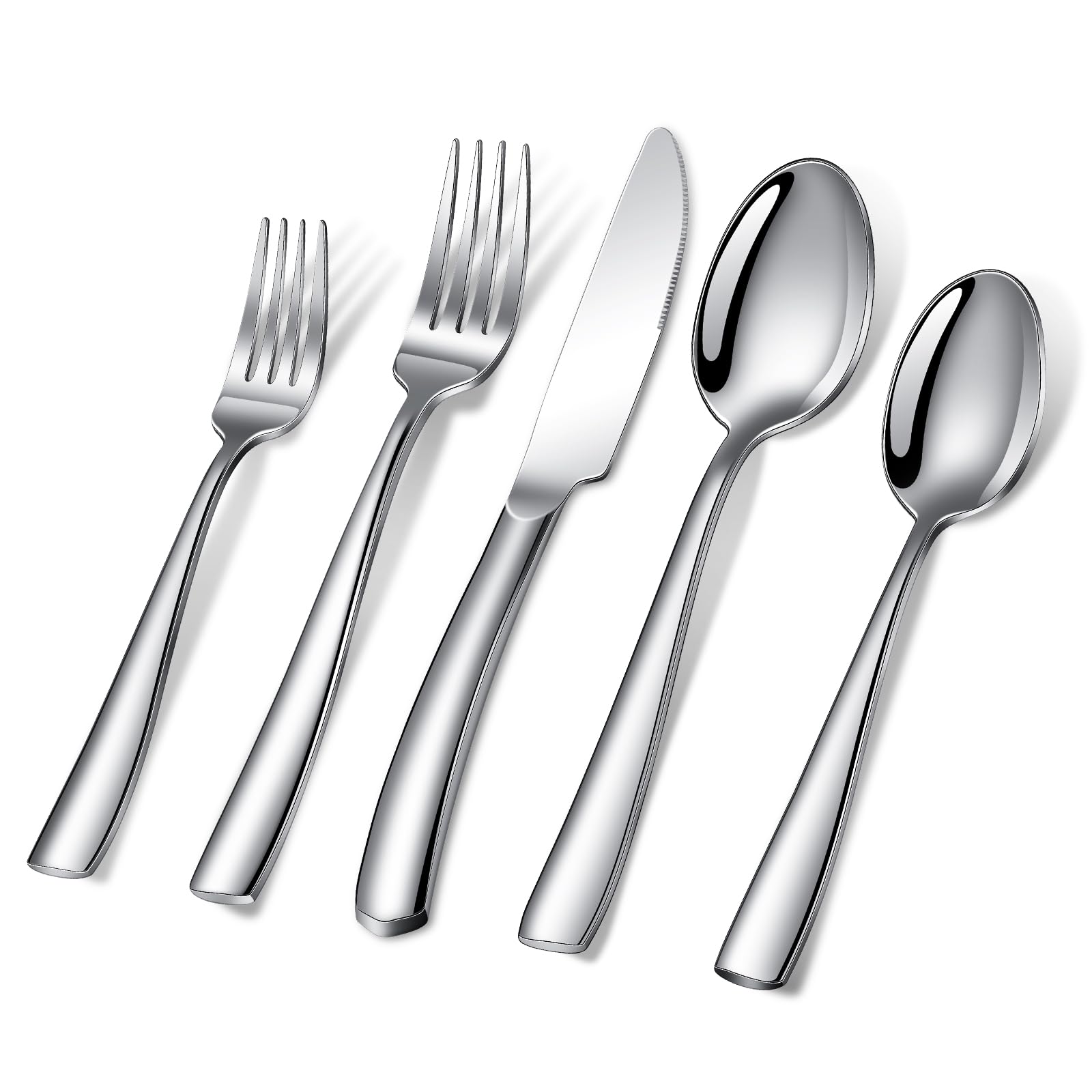 40-Piece Silverware Set, Heavy Duty Stainless Steel Flatware Set Service for 8, Modern Design Cutlery Utensil Sets, Dinner Fork Knife Spoon Eating Tableware Sets for Home, Dishwasher Safe