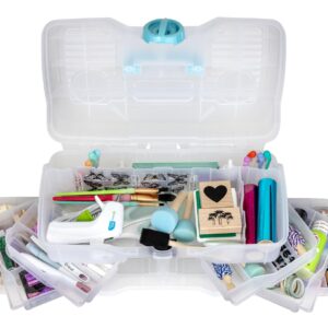 ArtBin Clear Plastic Organizer Small Parts Organizer - for DIY Arts & Crafts Storage Boxes & Organizers, Sewing Storage - Storage Box with Compartments, Project Box - Large (6 Pivot Trays) 6963PB