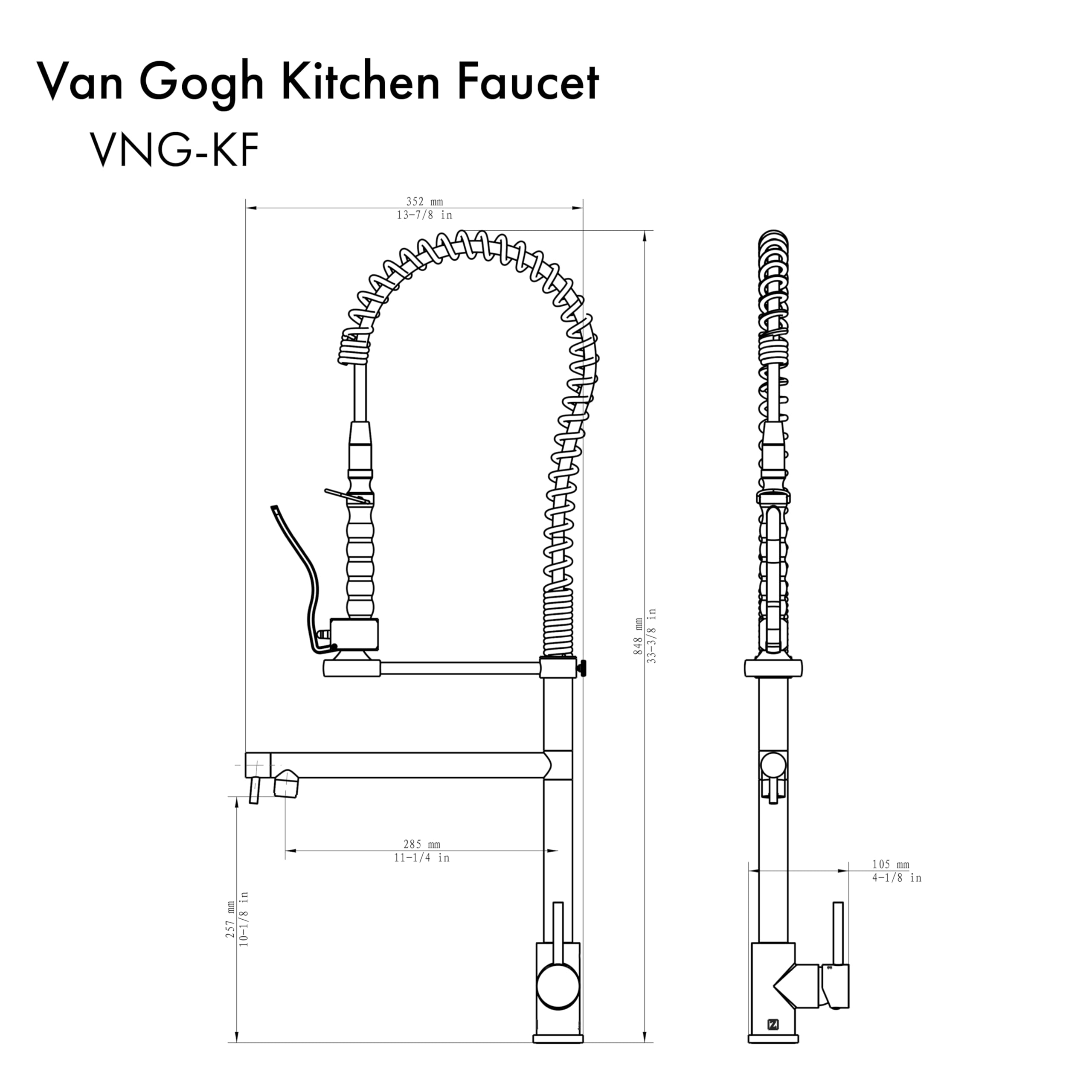 ZLINE Autograph Edition Van Gogh Kitchen Faucet in Champagne Bronze (VNG-KF-CB)