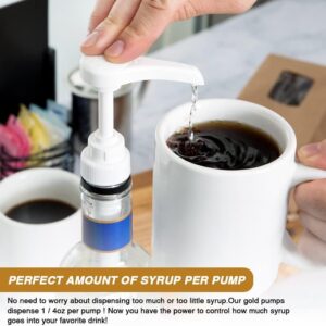 8 pcs Syrup Pumps with Cap to Avoid Dripping, Leak Proof Coffee Syrup Dispenser, Fits 25.4 Oz/750ml Coffee Flavoring Syrup Bottles, Great for Home & Coffee Bar Drinking Mixes, Cocktails, Beverage