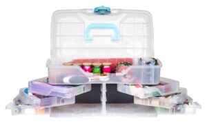 artbin clear plastic organizer small parts organizer - for diy arts & crafts storage boxes & organizers, sewing storage - storage box with compartments, project box - large (6 pivot trays) 6963pb