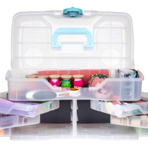 ArtBin Clear Plastic Organizer Small Parts Organizer - for DIY Arts & Crafts Storage Boxes & Organizers, Sewing Storage - Storage Box with Compartments, Project Box - Large (6 Pivot Trays) 6963PB