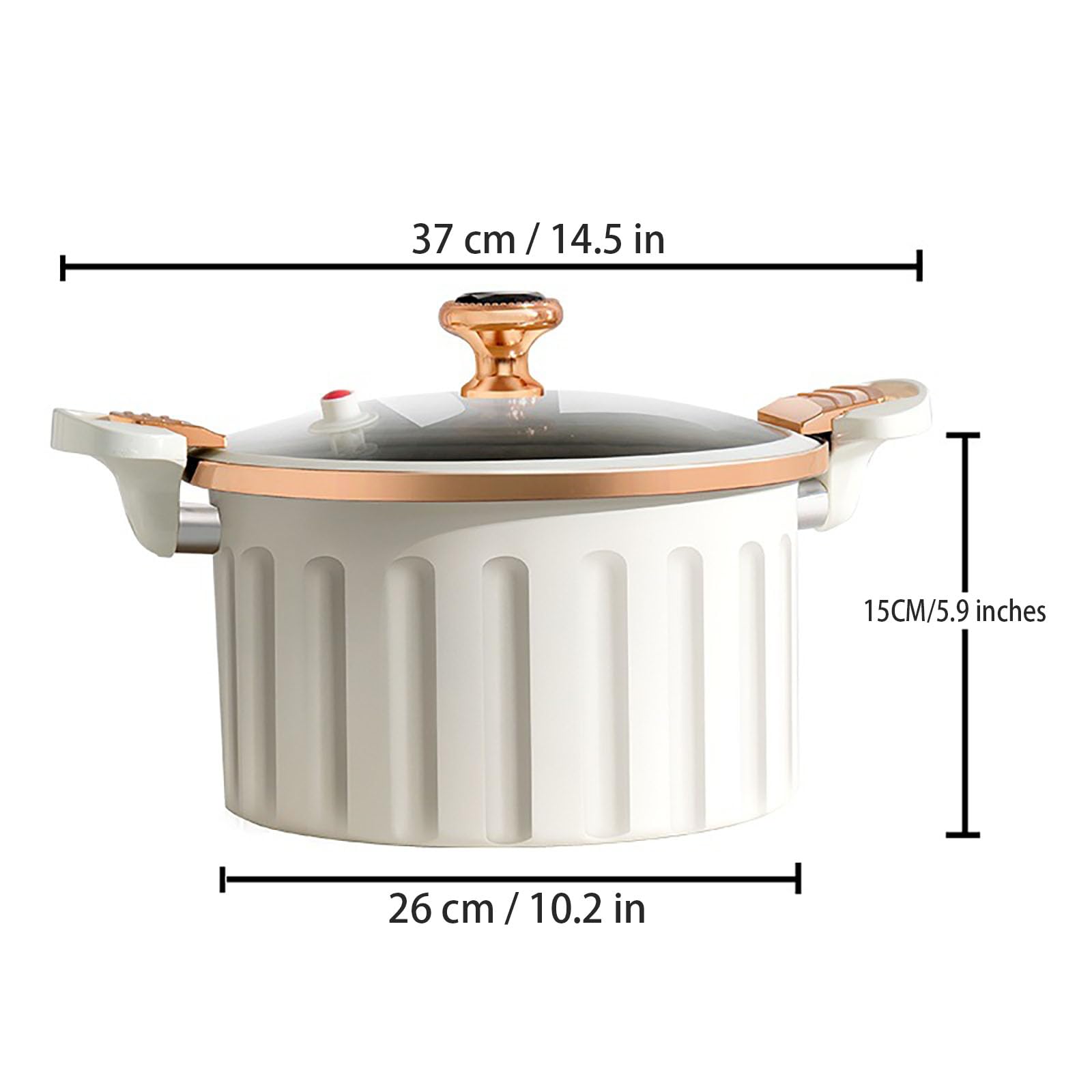 Olla de presion Non-stick Enamel Micro Pressure Cooker,Enamel Lining Pressure Cooker Non-Stick Push Pull Lock Pressure Pot with Lid Silicone Seal Spill-Proof Valve Pressure Pot,White