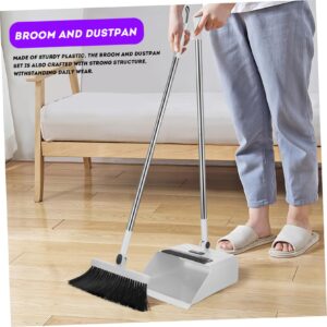 1 Set Foldable Broom Dustpan Upright Broom Handle Home Office Kitchen Outdoor Cleaning Lightweight Compact Design