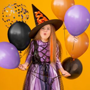 OuMuaMua 62PCS Halloween Party Balloons Decorations, 12 Inch Black Orange Green Purple Balloons Confetti Balloons for Kids Halloween Party Decorations Birthday Baby Shower Bachelorette Favors Supplies