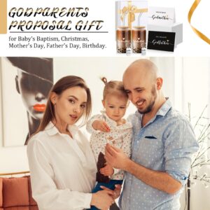 Qinyoung 7 Pcs Godparents Proposal Gift Will You Be My Godmother Godfather Gift Set Includes Coffee Glass Keychains Cards Gift Box for Godmother Godfather from Godchild Baptism Christmas Gift