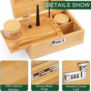 JIGCEN Bamboo Wooden Storage Box Set with LED Lights Combination Lock