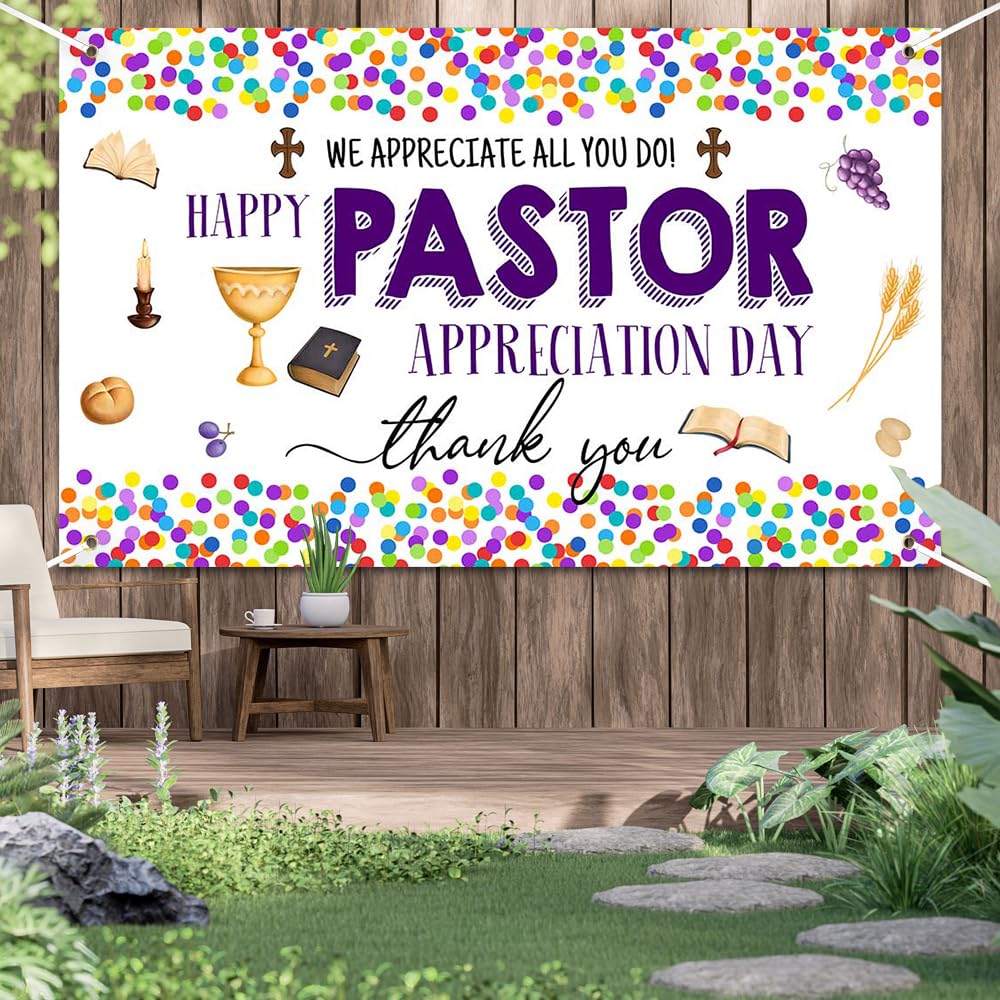 Wollmix Pastor Appreciation Day Banner Decorations Gifts for Men Thank You for All You Do We Appreciate You Sign Backdrops Wall Party Decor Supplies Photography Background Photo Booth 70.8x43.3inch