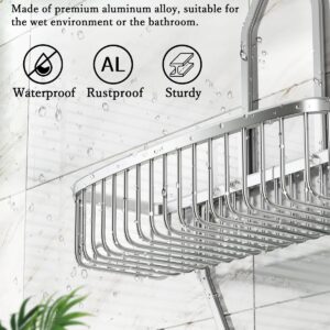 Shower Caddy Hanging Bathroom Organizer: Over Head Long Rack for Tall Showerhead - Extra Large Shelf for Big Shampoo Bottles with Soap Holder