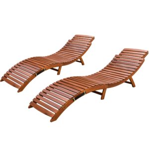 devoko patio chaise pool lounge outdoor folding wooden lounge chair for outside waterproof lounge chair (2 piece)