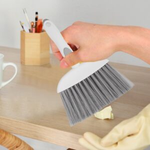 Cabilock 1 Set Mini Dustpan and Brush Set Table Cleaning Brush Dustpan Kit Home Small Broom with Dustpan Plastic Cleaner Broom for Office Desk Housekeeping Pet Nest Grey