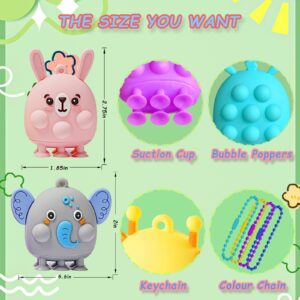 24 Pcs Party Favors for Kids, 3D Animal Pop Fidget Toys Bulk, Sensory Bath Suction Toys for Toddlers, Carnival Treasure Classroom Prizes Box Toys, Fidget Stocking Stuffers Birthday Party Gifts