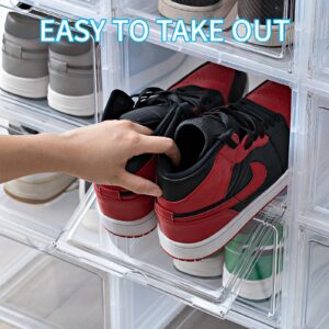 Rgqphantom Shoe Storage Box,Shoe Box with Acrylic Magnetic Door, Clear Plastic Stackable Shoe Box,Sneaker Storage Shoe Box,Fit up to US Size 12 (Clear, 1 pcs)