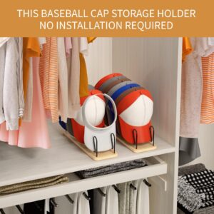 PECHOI Hat Organizer for baseball Caps 2 Pack Wooden Hat Rack Stand for Closet Storage up to 14 Ball Caps