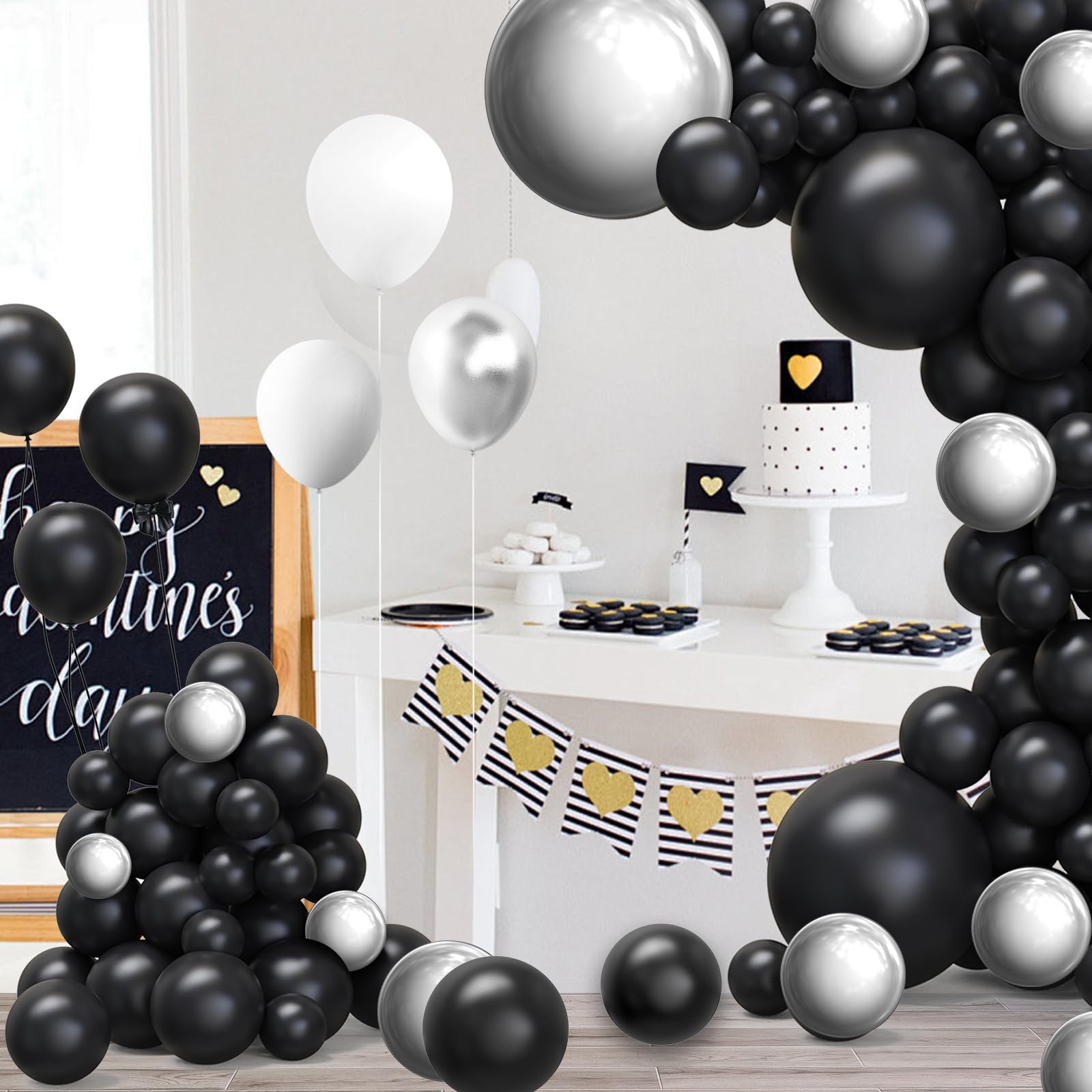 Black Balloons Different Sizes, 130pcs Black Balloons Arch Kit Latex Black Balloons for Birthday Party Graduation Baby Shower Wedding Balloon Decorations