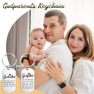 Qinyoung 7 Pcs Godparents Proposal Gift Will You Be My Godmother Godfather Gift Set Includes Coffee Glass Keychains Cards Gift Box for Godmother Godfather from Godchild Baptism Christmas Gift