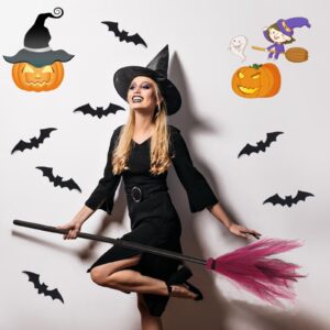 Ragyzity Halloween Witch Broom Plastic Witch Broomstick with Detachable Handle, Halloween Cosplay Costume Props, Halloween Broomstick Witch Costume Accessories, Witch Flying Broomstick (Purple)