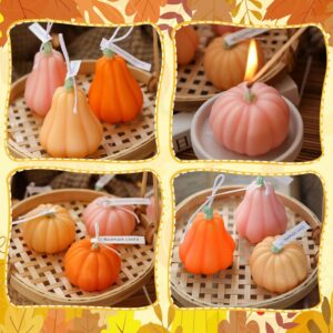 3 Pieces Fall Decorations for Home Fun Pumpkin Scented Candle Handmade Wax Fall Pumpkin Candles Decor for Autumn Harvest Halloween Party Favor Supplies