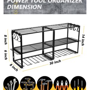 Birodeko Power Tool Organizer Wall Mount, Heavy Duty Utility Tool Rack with 8 Drill Holders and 3-Layer High Capacity Storage Rack for Cordless Tool Screwdriver Plier Hammer Holder