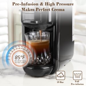 DIVINOCAFFÉ Espresso Maker for Nespresso Capsule, Lavazza Blue Capsule & Coffee Powder, 19 Bar Pump Pressure Makes Authentic Espresso Coffee, Mini Espresso Coffee Machines with Removable Water Tank.