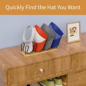 PECHOI Hat Organizer for baseball Caps 2 Pack Wooden Hat Rack Stand for Closet Storage up to 14 Ball Caps