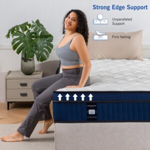 DatMou Twin Size Mattress, 14 Inch Twin Mattress in a Box, Gel Memory Foam Hybrid Mattress with Individually Pocketed Springs, Fiberglass Free, CertiPUR-US