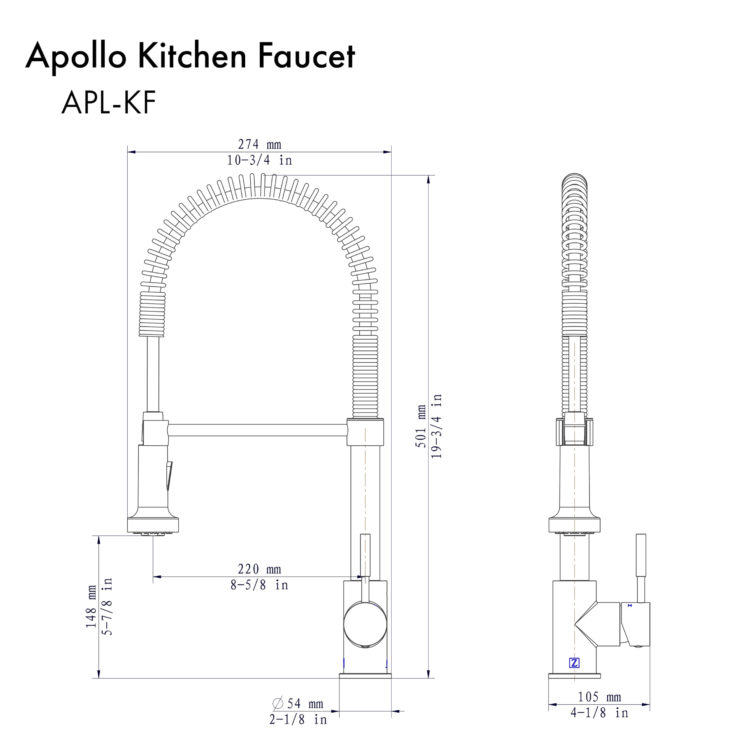 ZLINE Autograph Edition Apollo Kitchen Faucet in Champagne Bronze (APL-KF-CB)