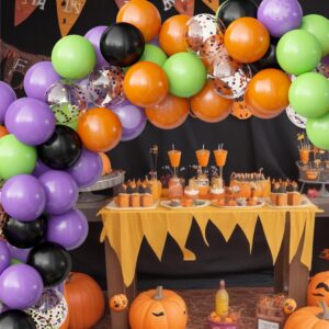 OuMuaMua 62PCS Halloween Party Balloons Decorations, 12 Inch Black Orange Green Purple Balloons Confetti Balloons for Kids Halloween Party Decorations Birthday Baby Shower Bachelorette Favors Supplies