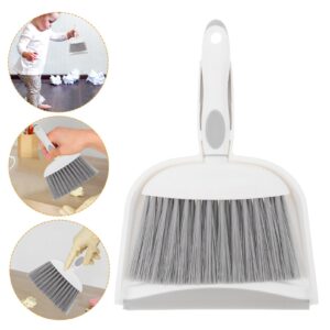 Cabilock 1 Set Mini Dustpan and Brush Set Table Cleaning Brush Dustpan Kit Home Small Broom with Dustpan Plastic Cleaner Broom for Office Desk Housekeeping Pet Nest Grey